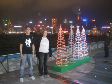 The 'Symphony of Lights' show from the Avenue of Stars, Victoria Harbour, Hong Kong