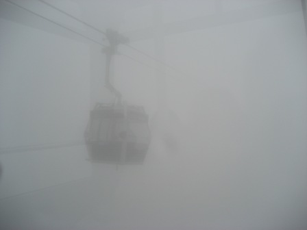 Very foggy up near the Ngong Ping Temple, Hong Kong