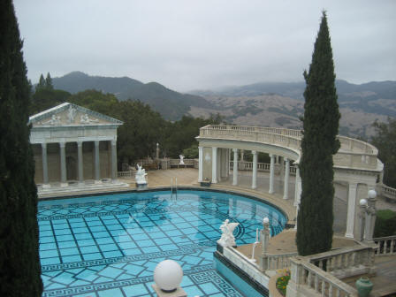 The outdoor pool with relics from Greece at Hearst 'Castle', California, USA