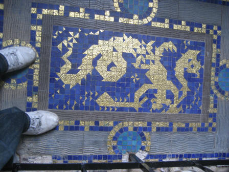 Tiles inlaid with gold leaf at Hearst 'Castle', California, USA