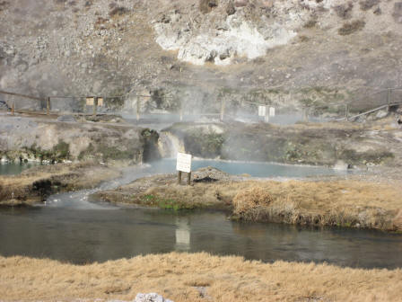 Don't swim here ... steam seen from in creek water, USA