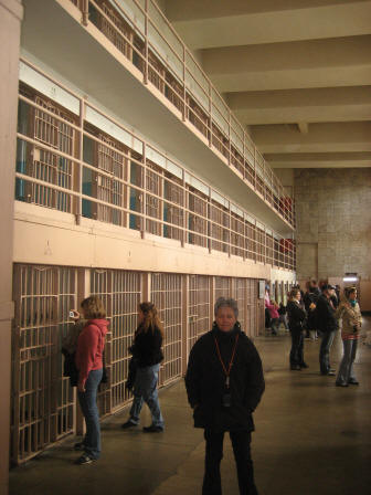 Mum imagining she's a guard at Alcatraz?, San Francisco, California,USA