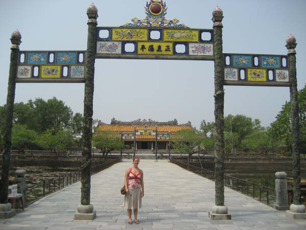 Bridge of Golden Waters in front of Thai Hoa Palace, Vietnam